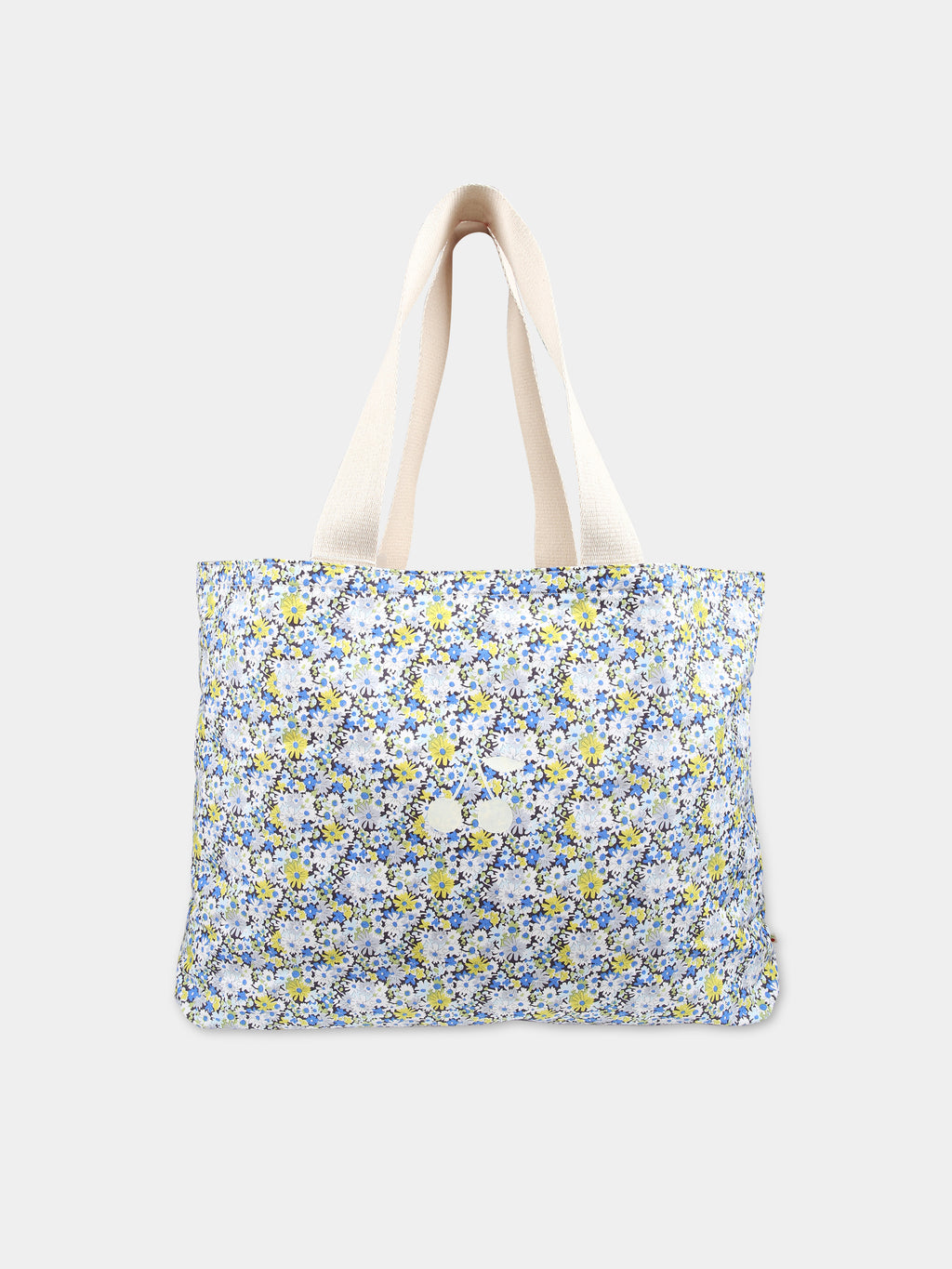 Sky blue casual bag with floral print