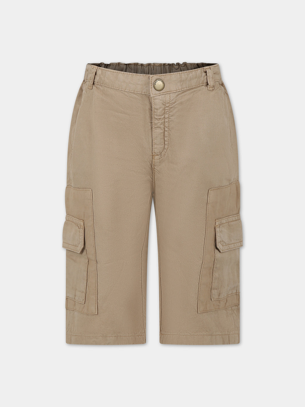 Beige shorts for boy with big pockets