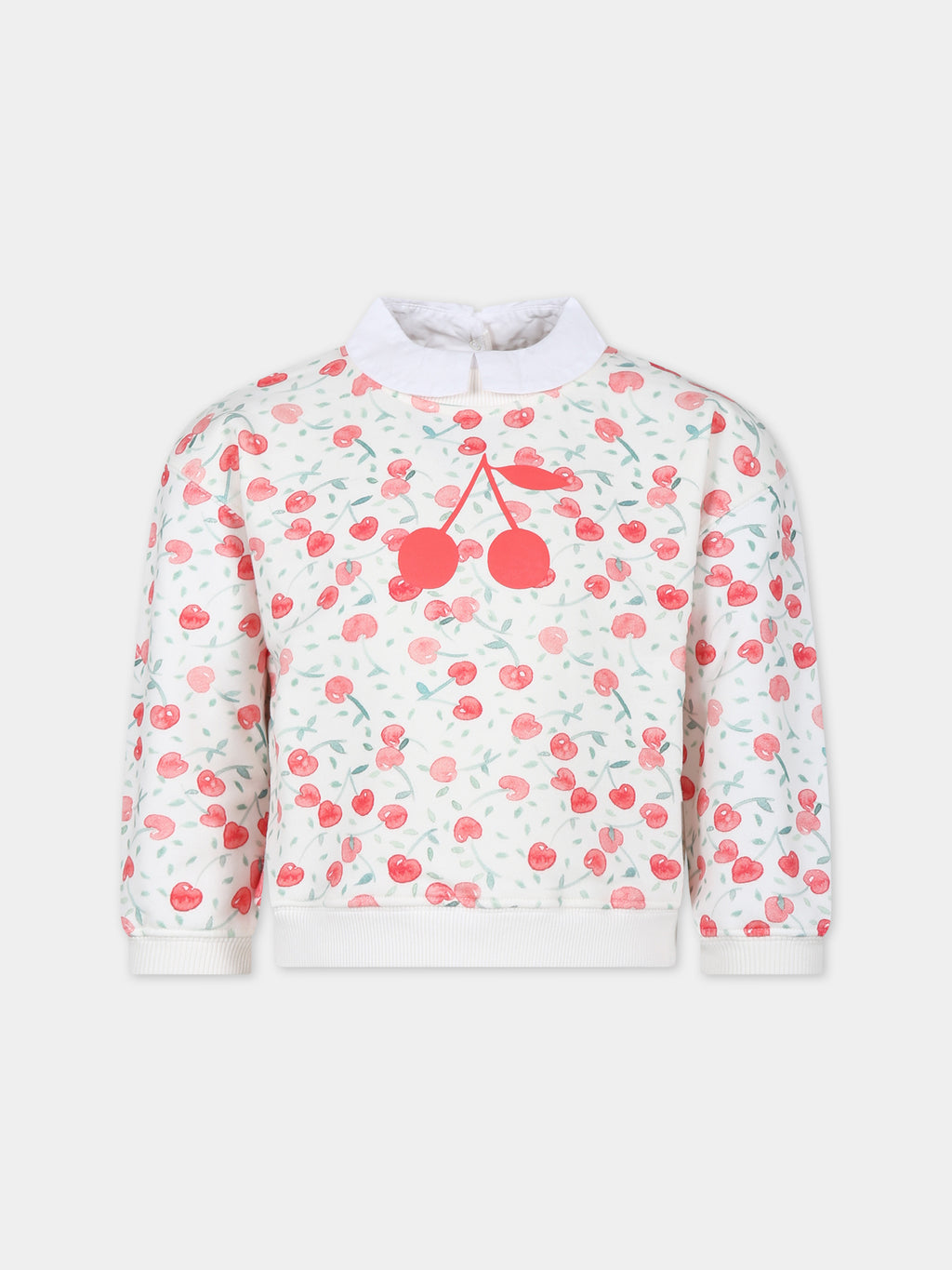 Ivory sweatshirt for girl with iconic cherries