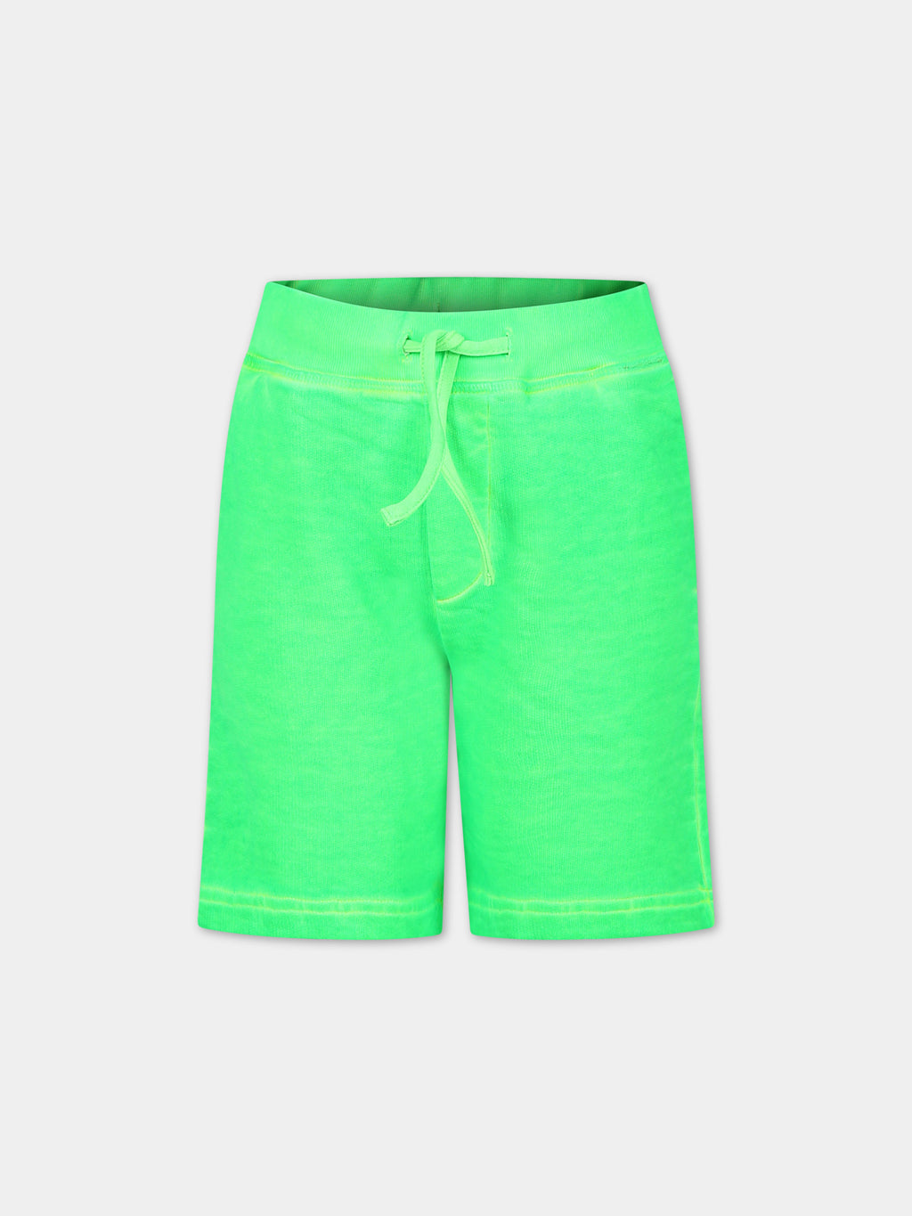 Green sports shorts for boy with logo