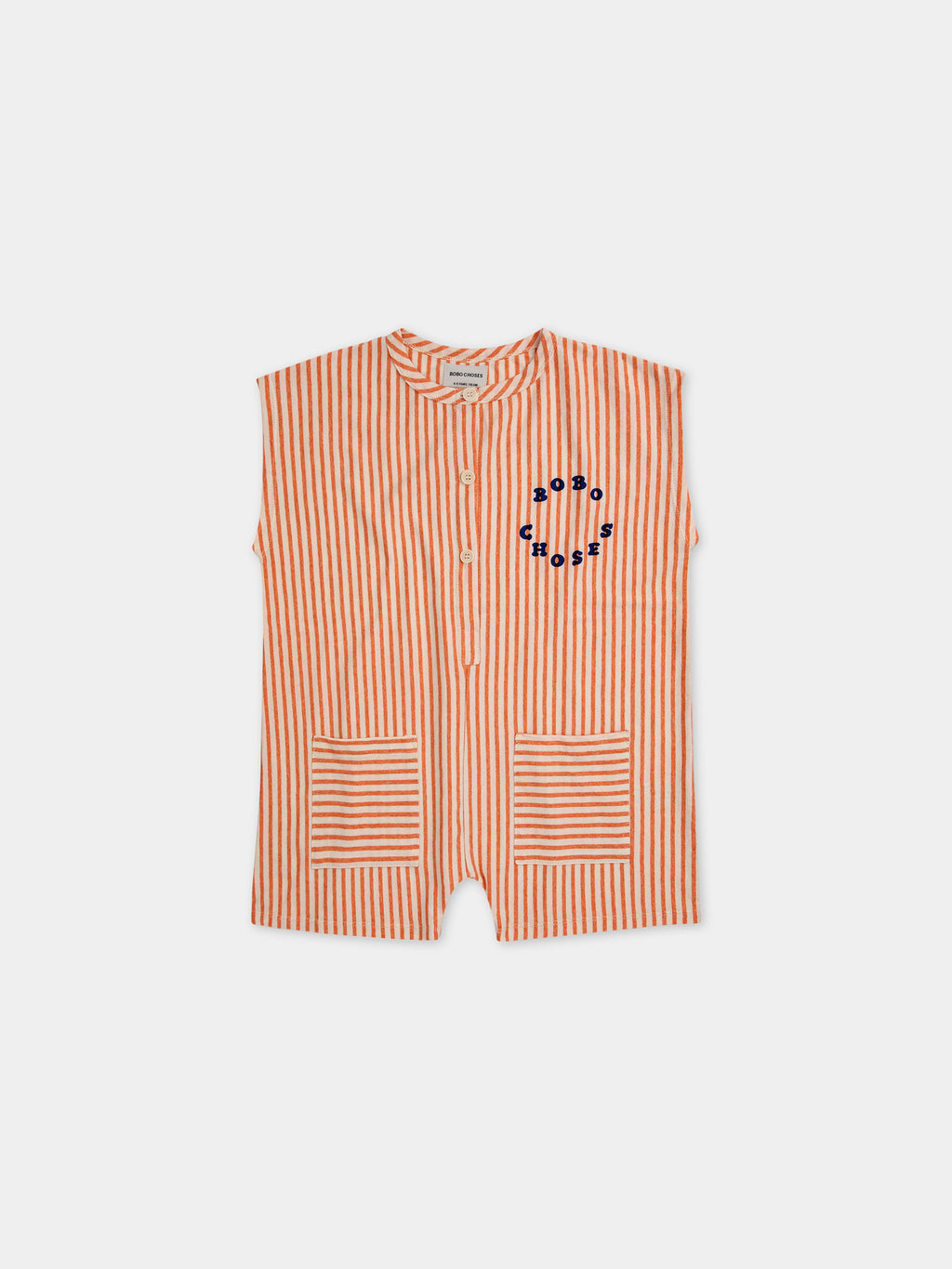 Orange jumpsuit for girl with stripes and logo