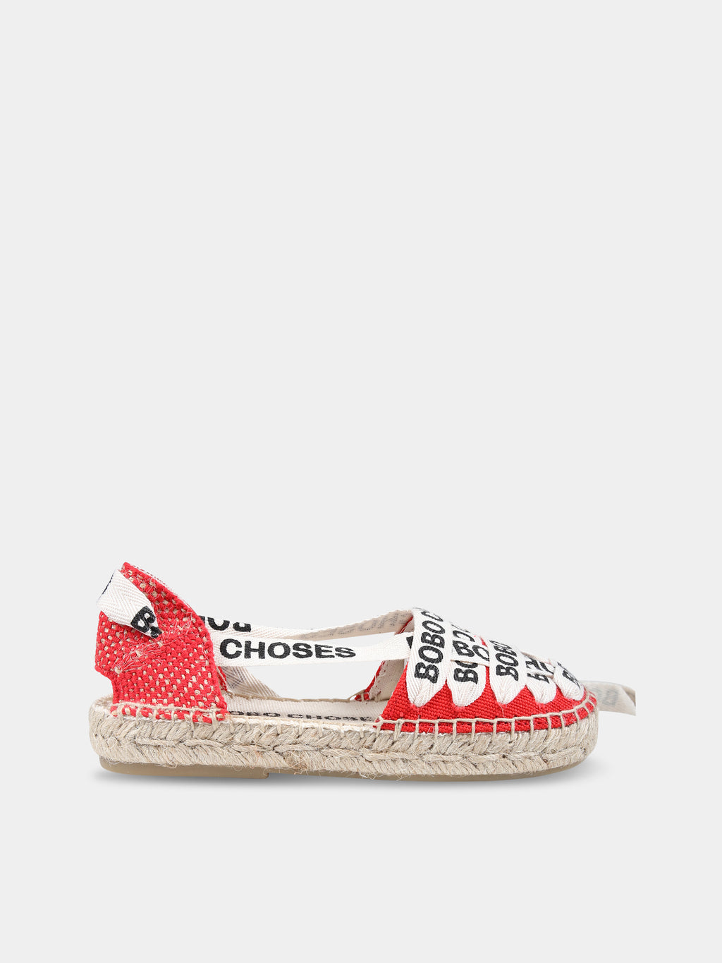 Red espadrilles for girl with logo