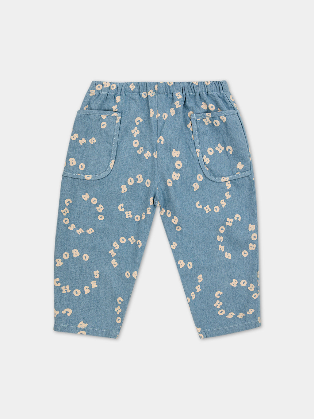 Denim jeans for babies with all-over circle logo