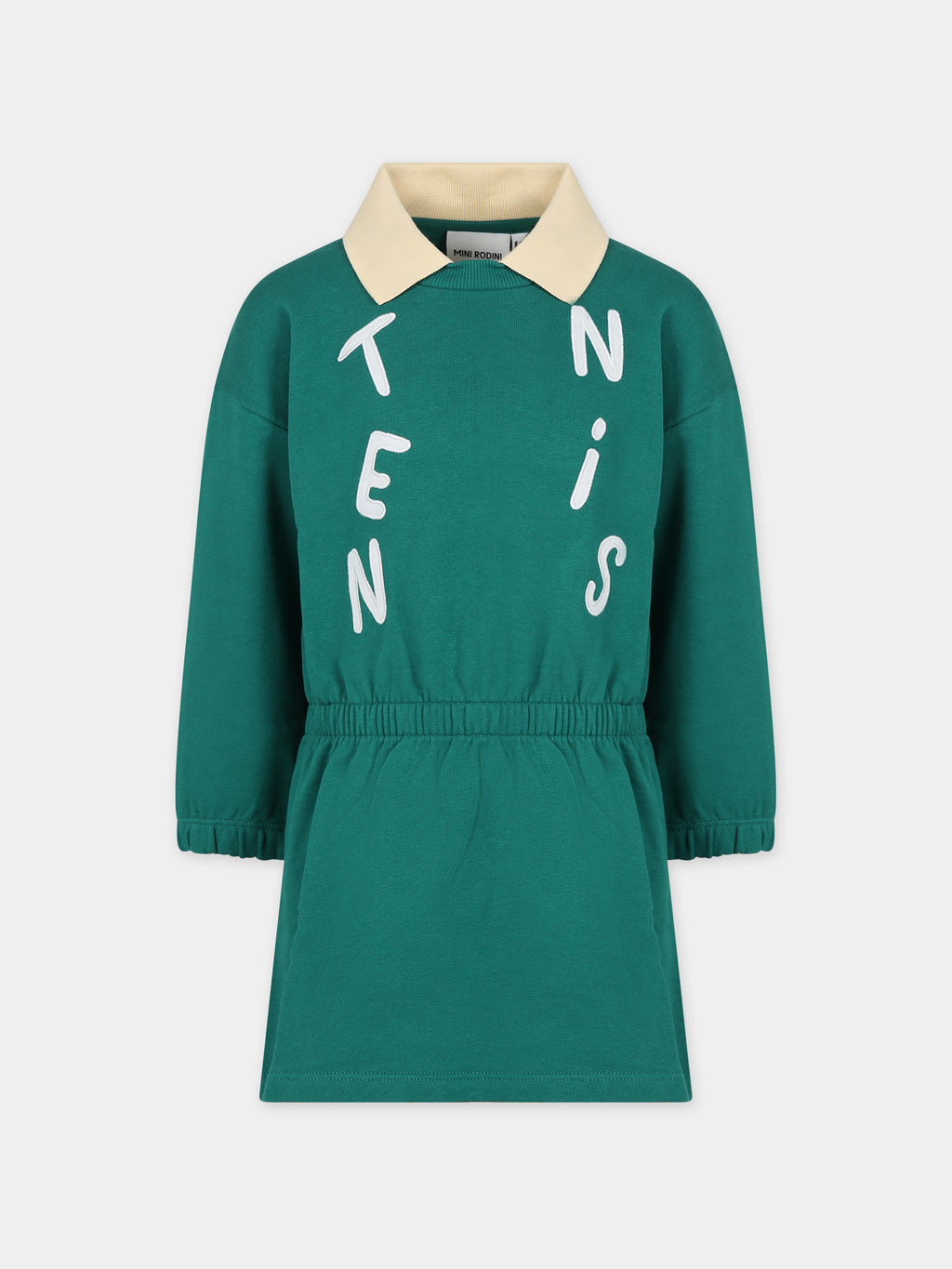 Green dress for girl with writing