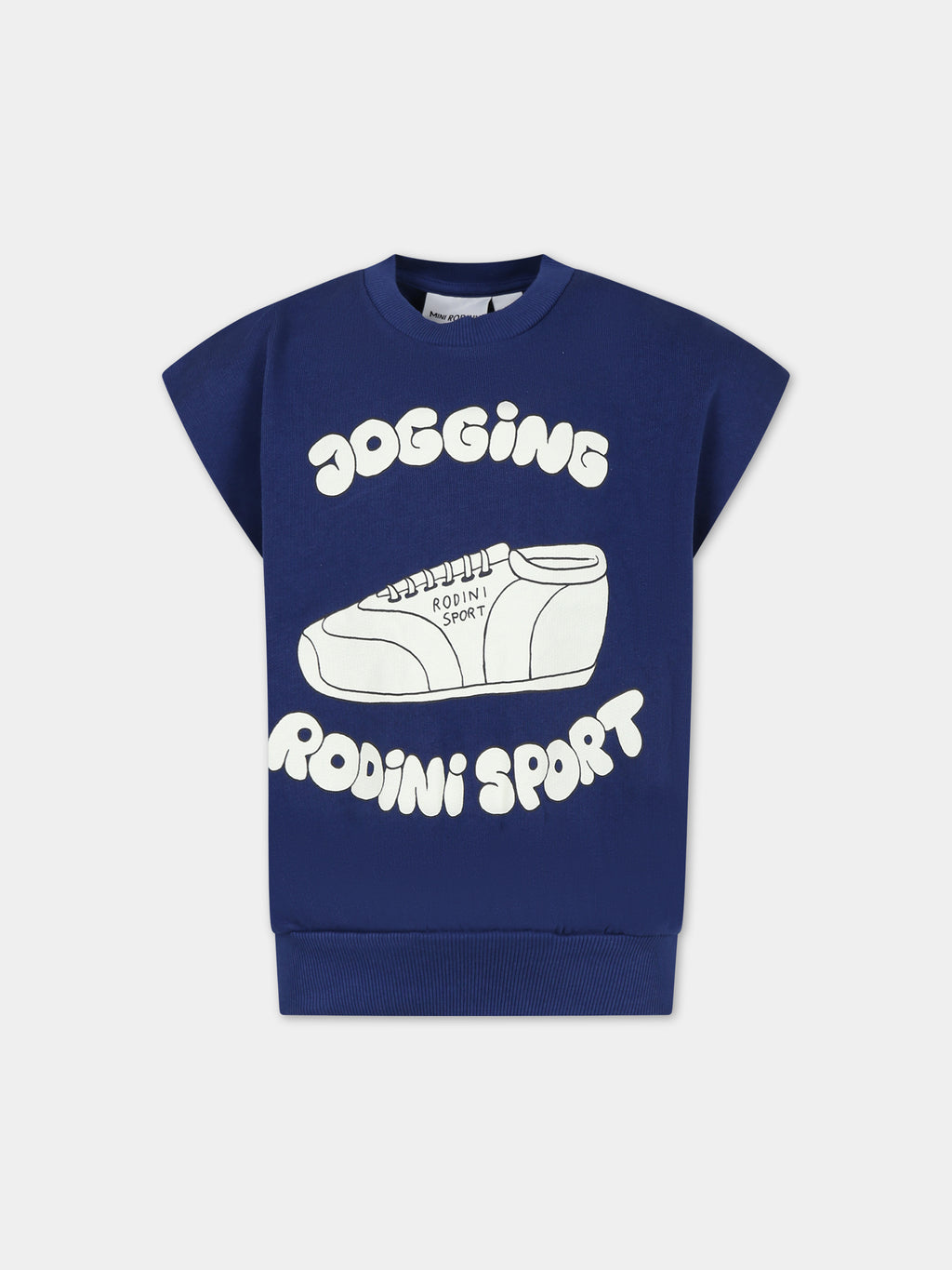 Blue sweatshirt for kids with jogging sneakers print