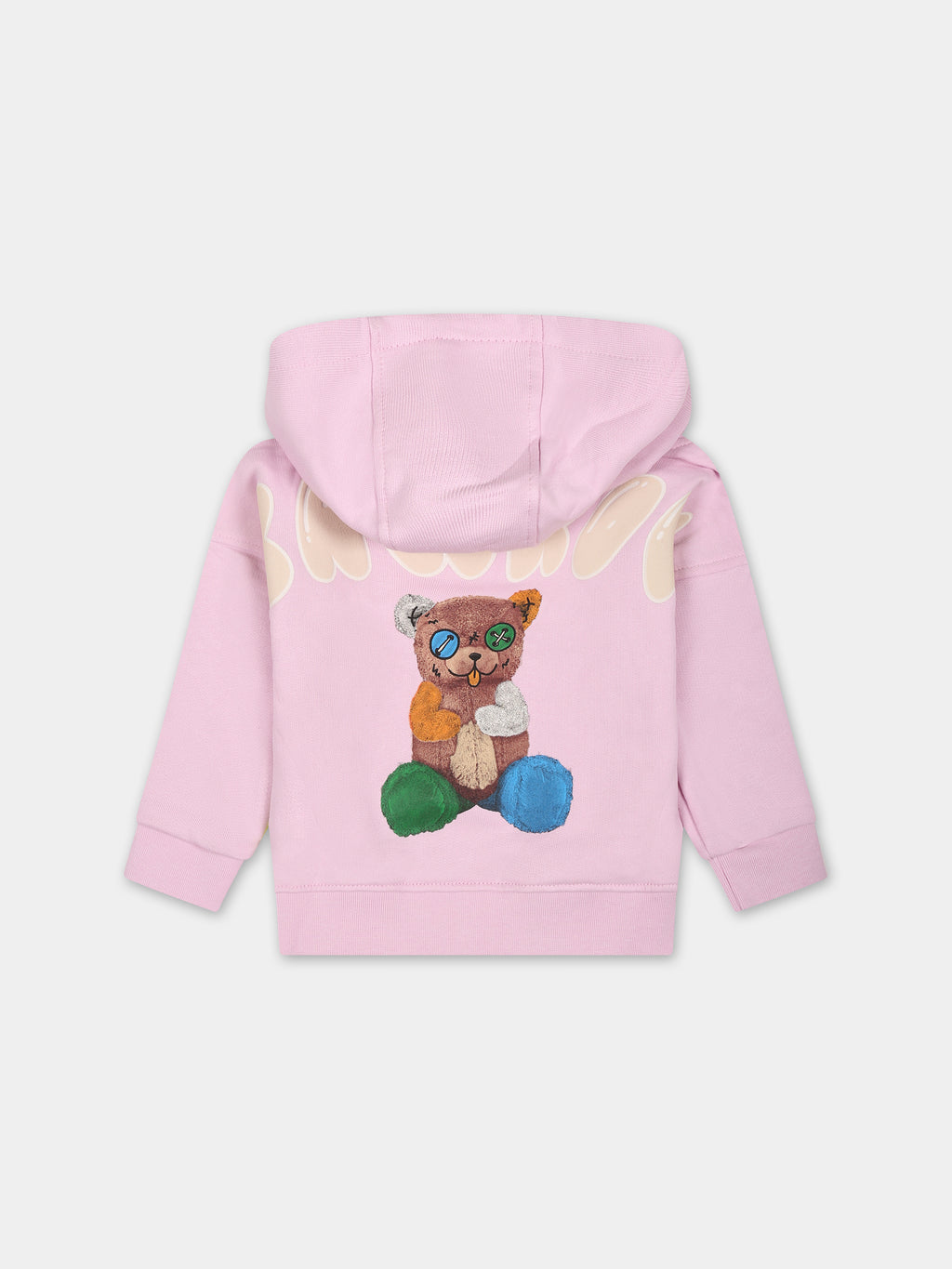 Pink sweatshirt for baby girl with logo and Bear