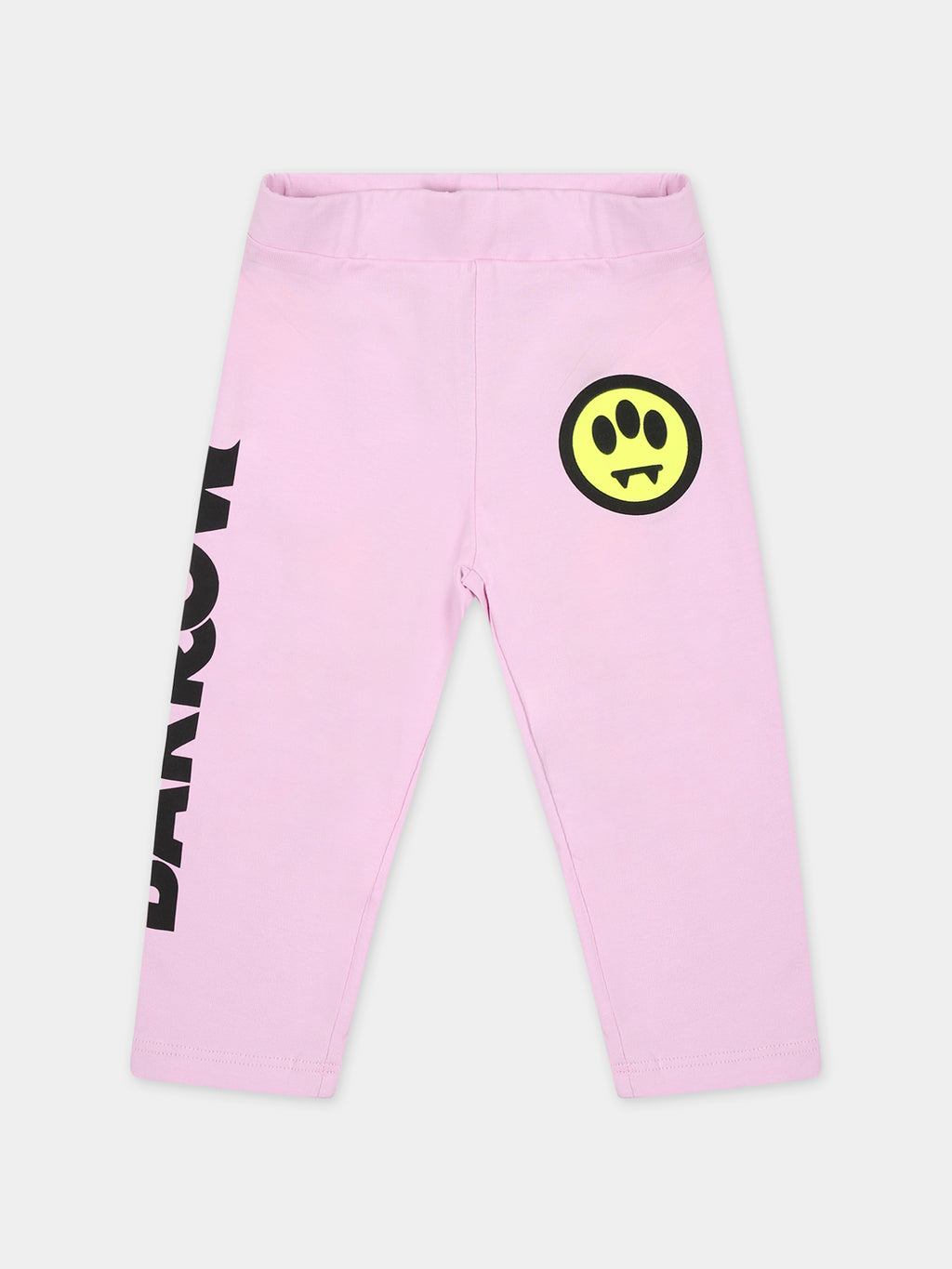 Pink leggings for baby girl with smiley face and logo