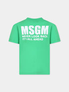 T-shirt verde per bambini con logo,Msgm Kids,S4MSJUTH005 080