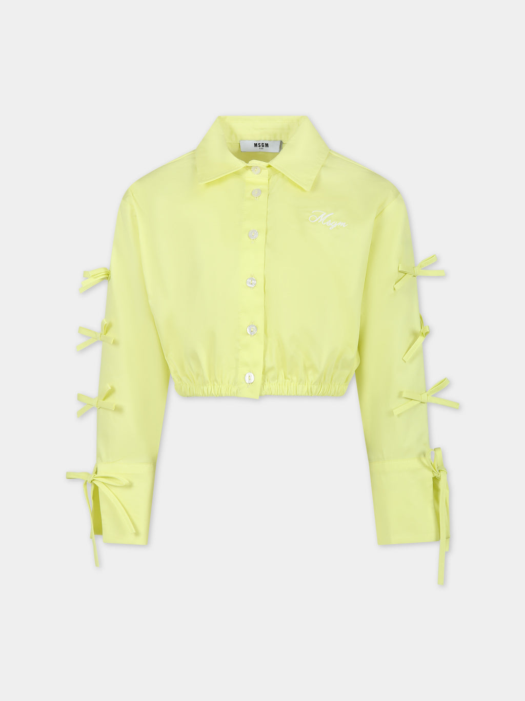 Chemise jaune pour fille avec nœuds