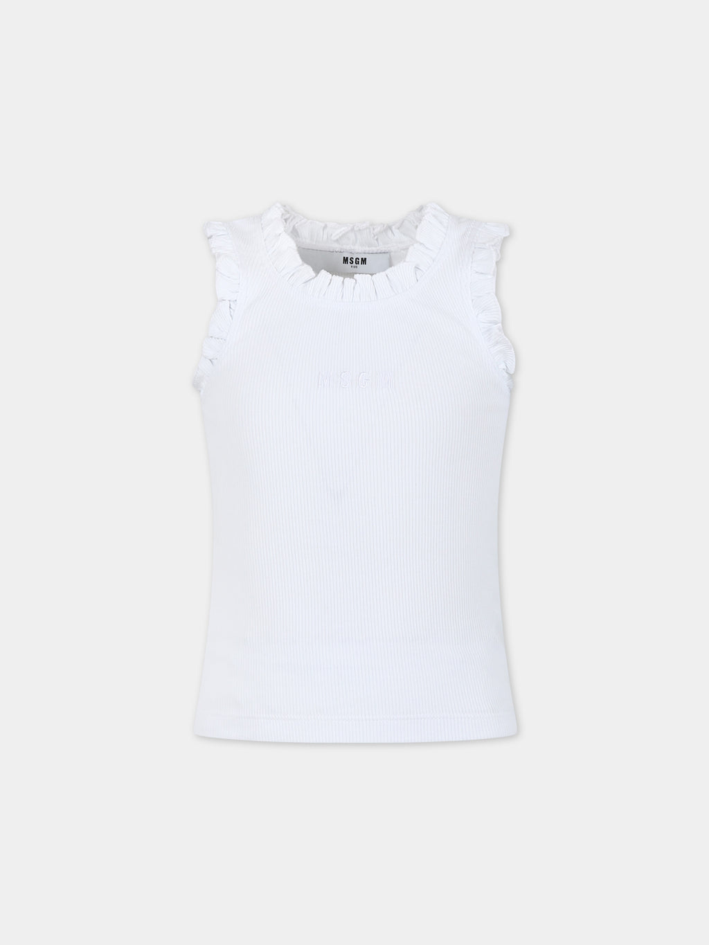 White tank top for girl with ruffles