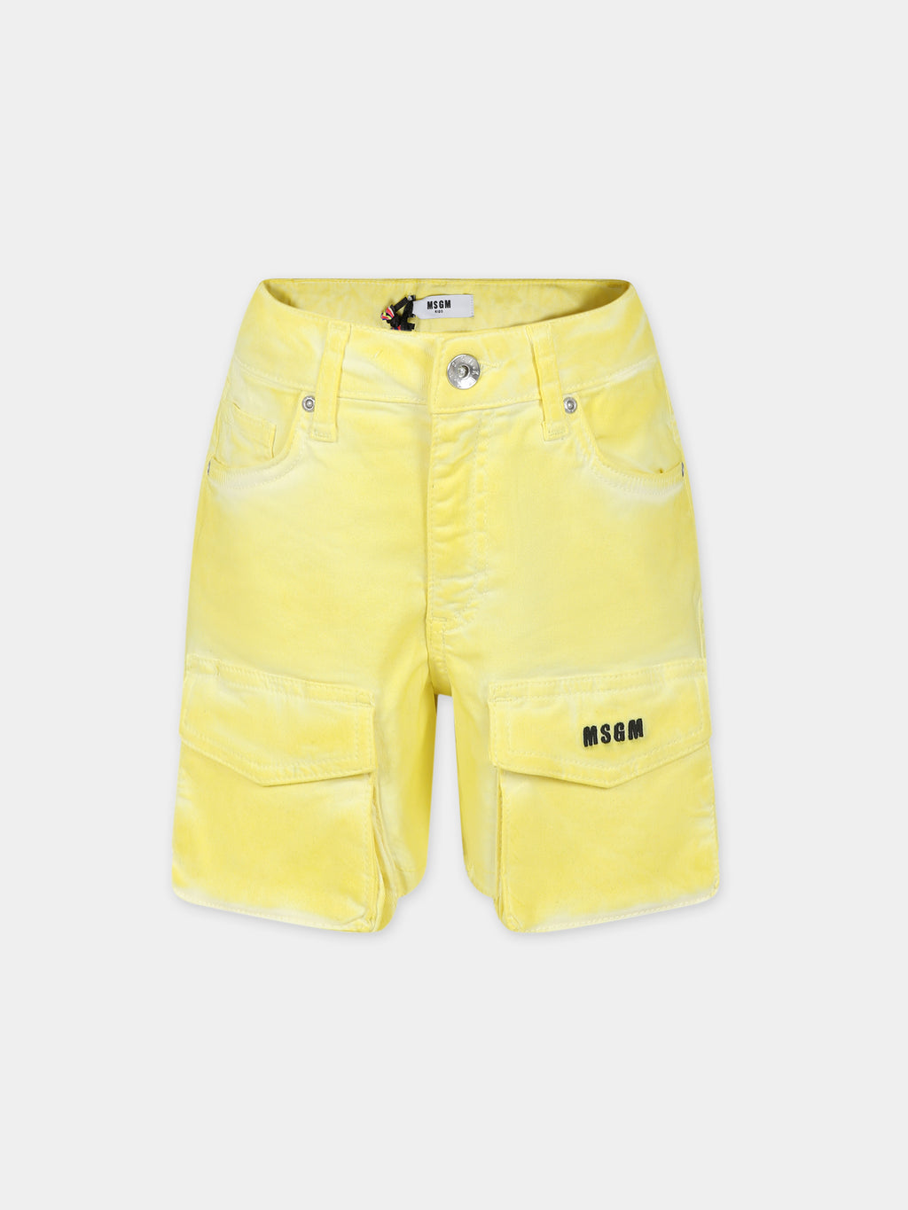 Short jaune pour fille avec logo