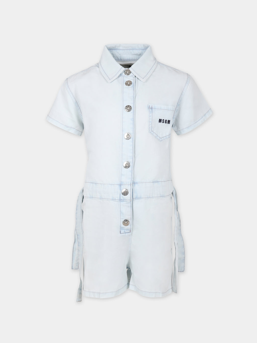 Light blue jumpsuit for girl with logo