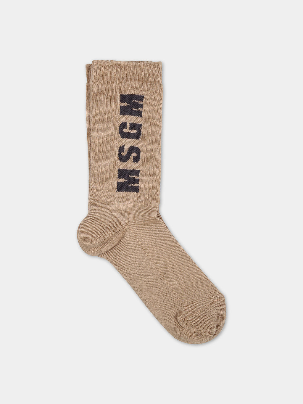 Beige socks for kids with logo