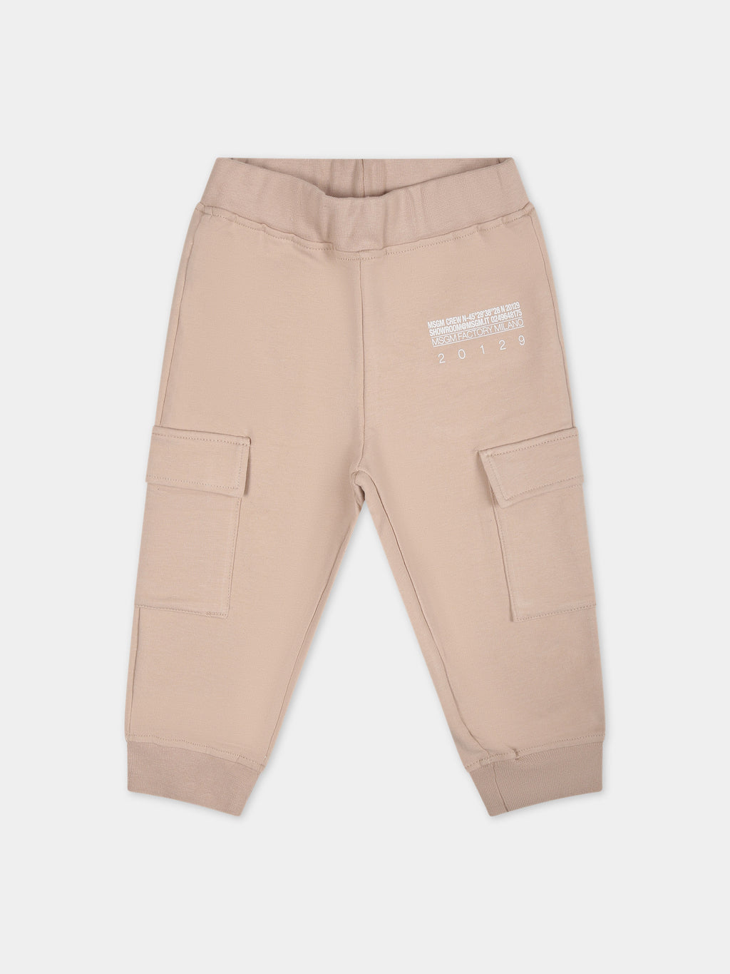 Pantaloni beige per neonato con logo