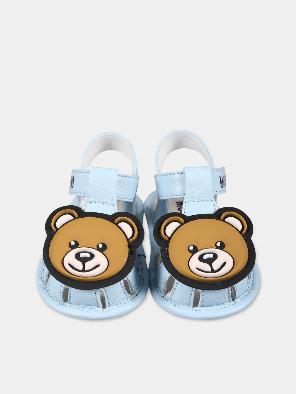 Light blue sandals for baby boy with Teddy Bear