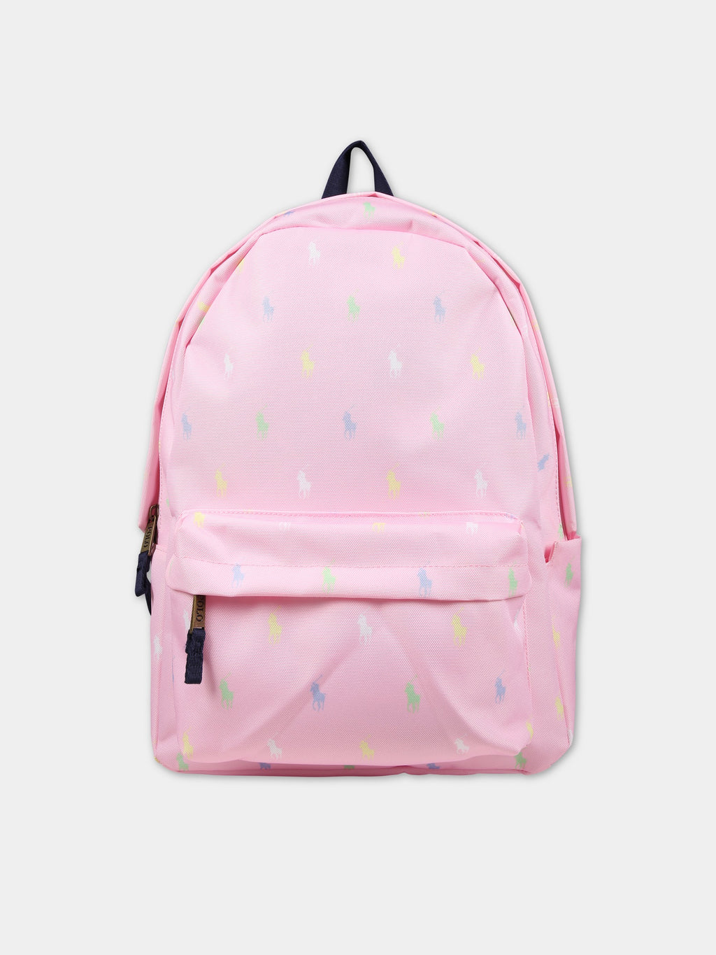 Pink backpack for girl with all-over logo