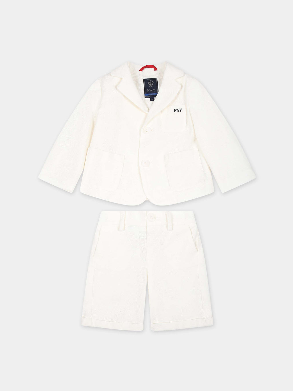 Ivory suit for baby boy with logo