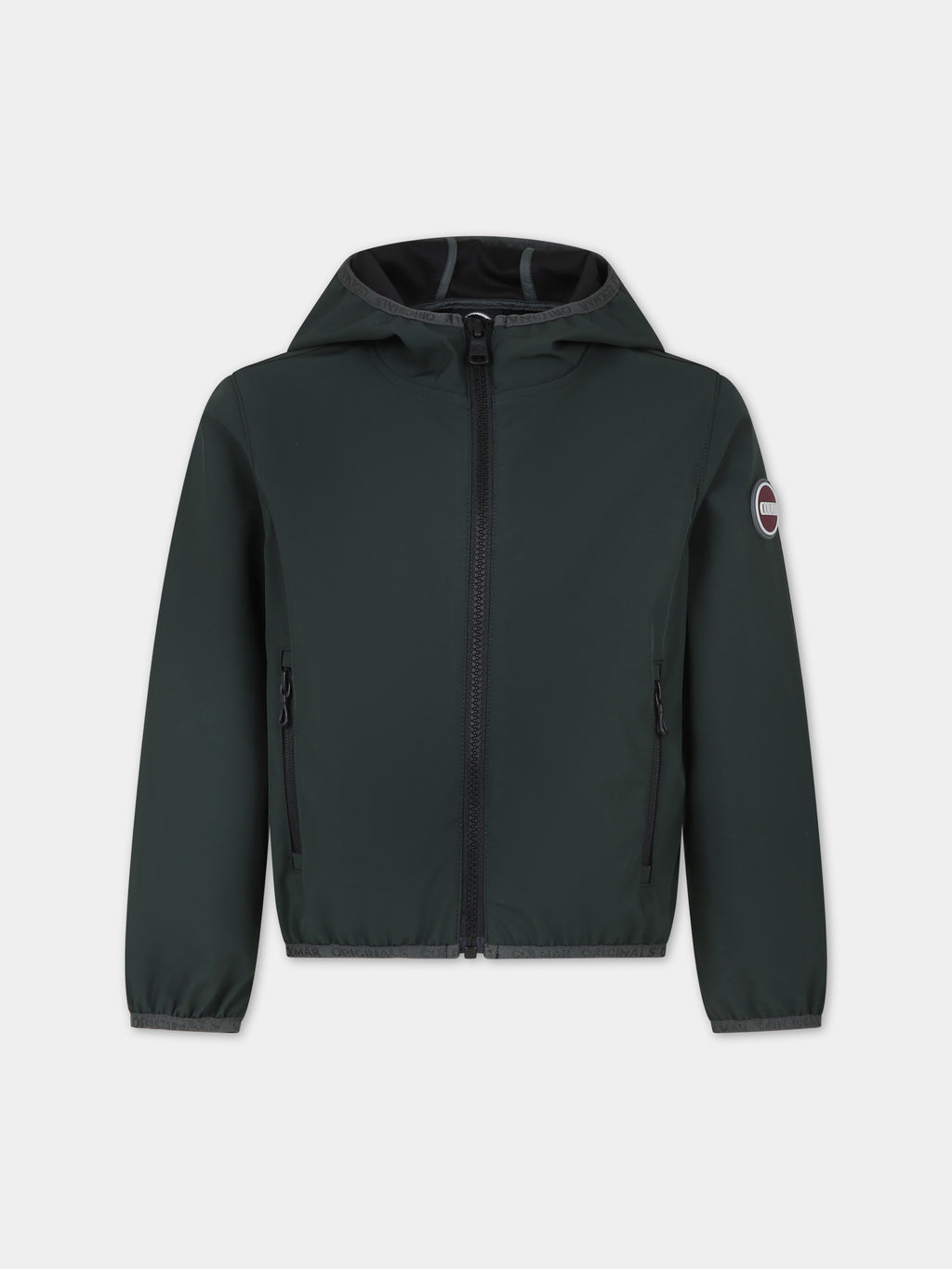 Green windbreaker for boy with logo