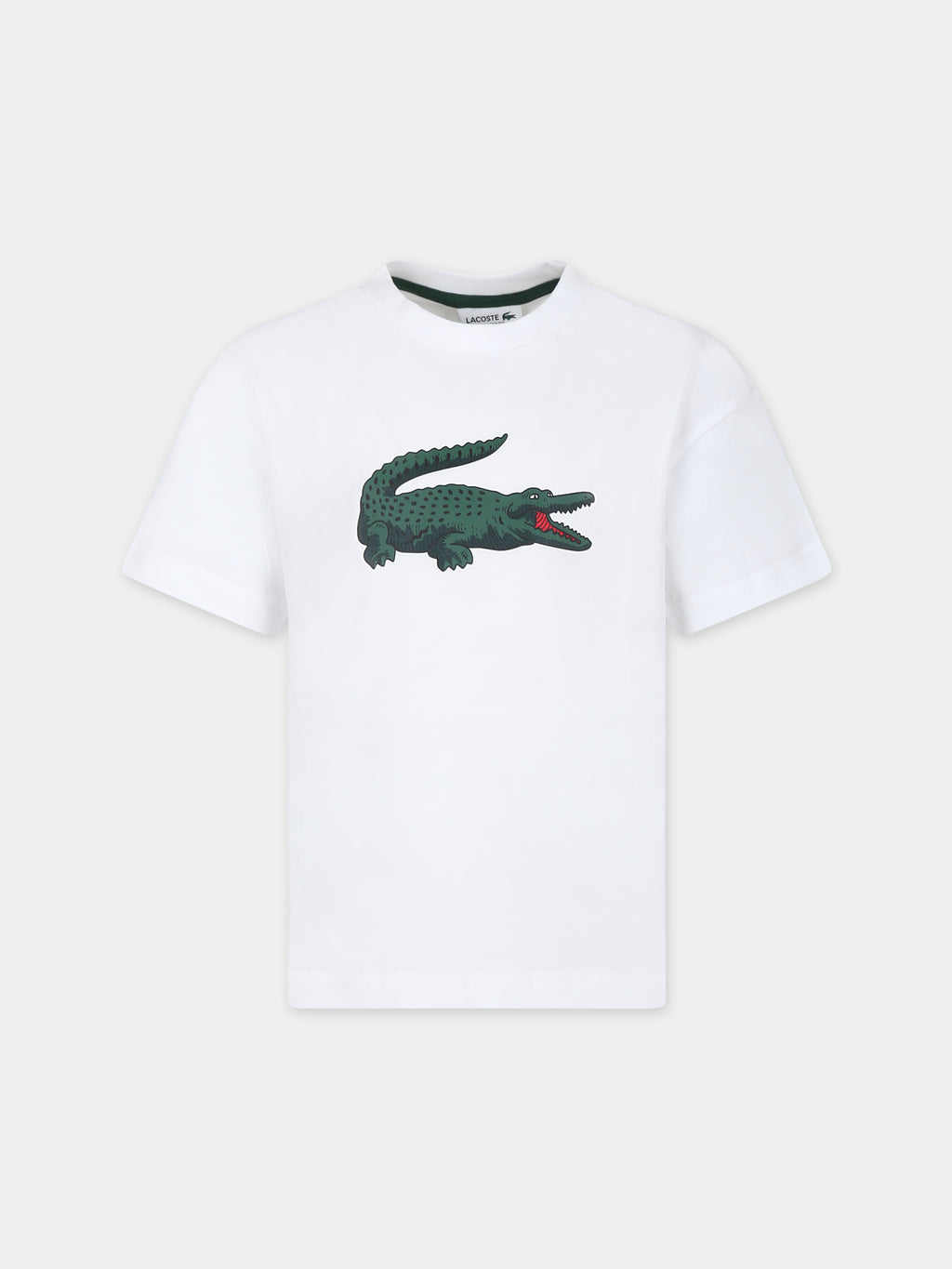 T-shirt bianca per bambino con stampa coccodrillo