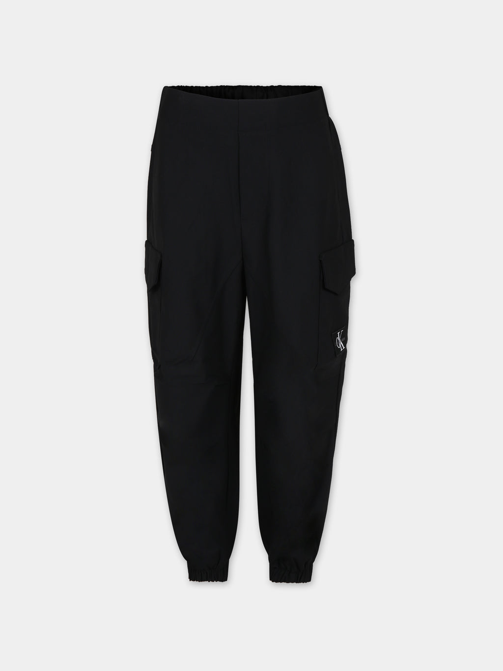 Black casual trousers for boy with logo