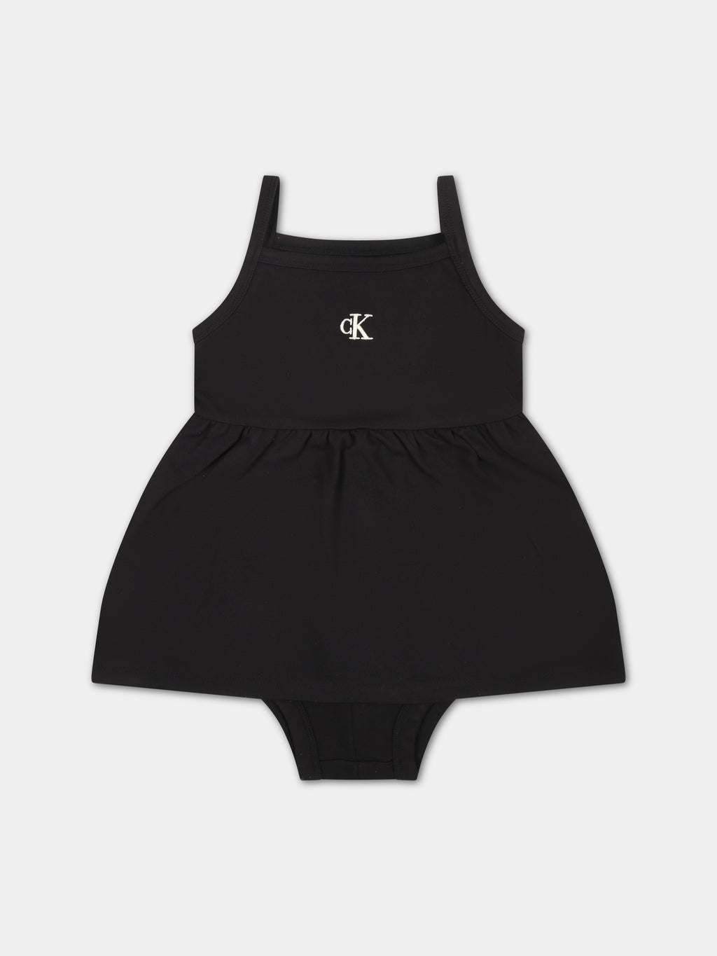 Casual black dress for baby girl with logo