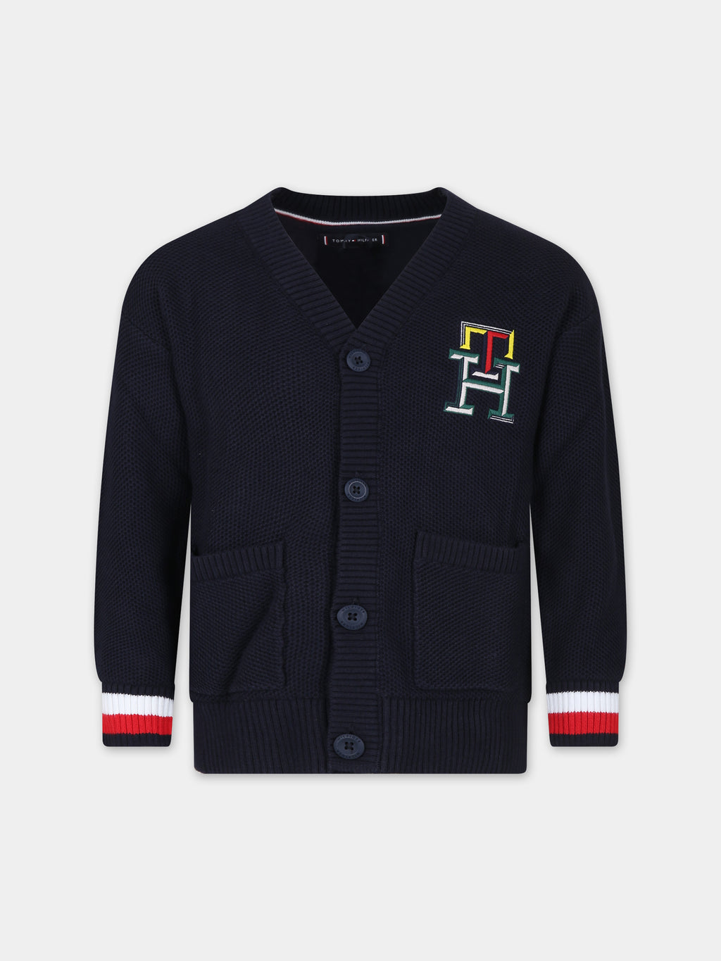 Cardigan bleu pour garçon avec logo