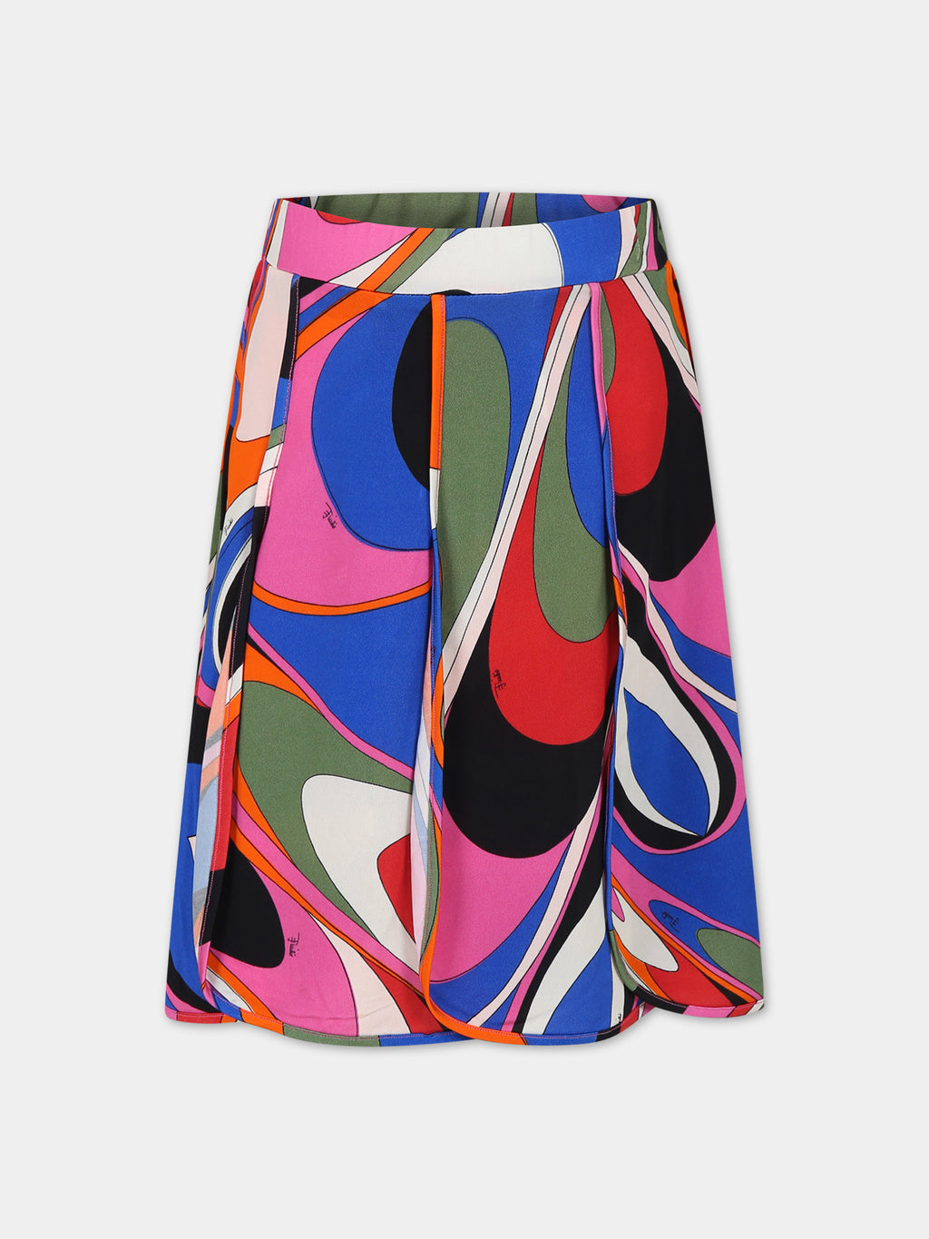 Multicolor skirt for girl with print and logo