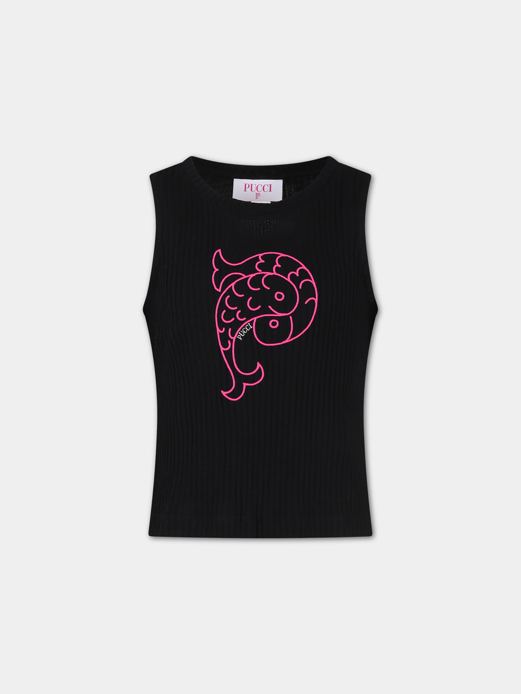 Black tank top for girl with logo