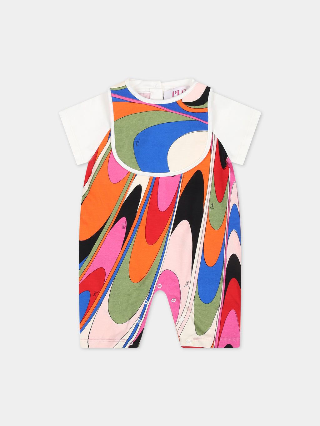 Multicolor romper set for baby girl with iconic multicolor print