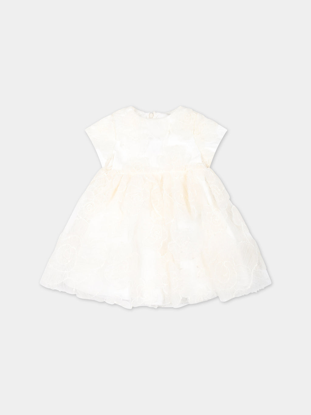 Ivory dress for baby girl with flowers