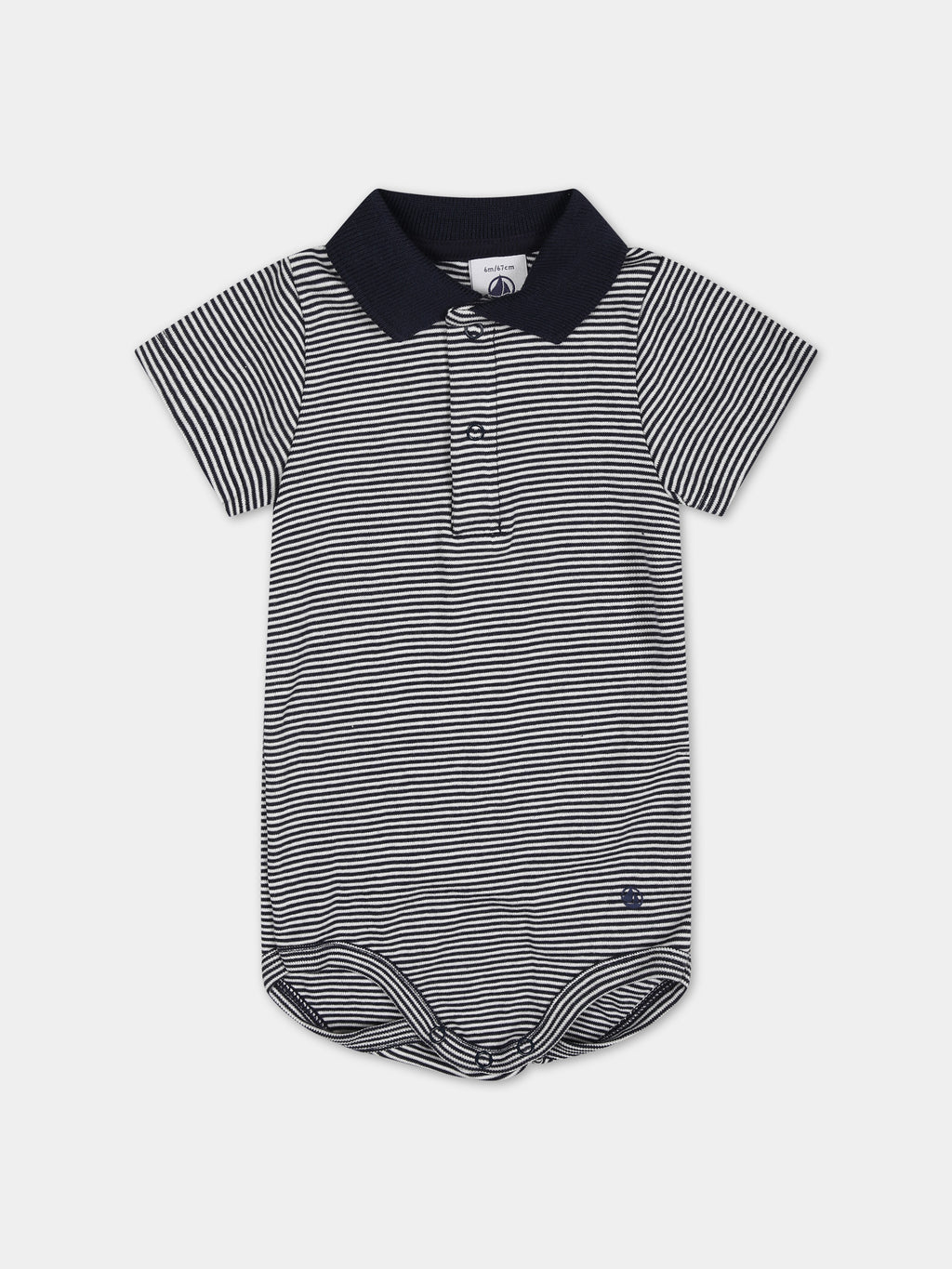 Blue baby boy bodysuit with stripes