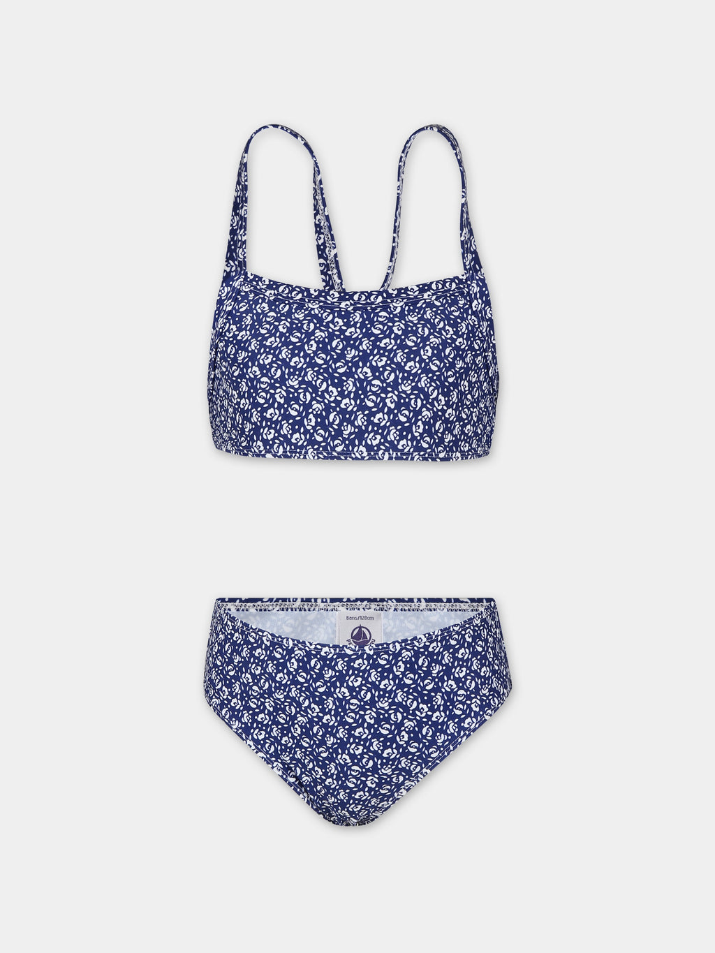 Blue bikini dress for girl with flowers print