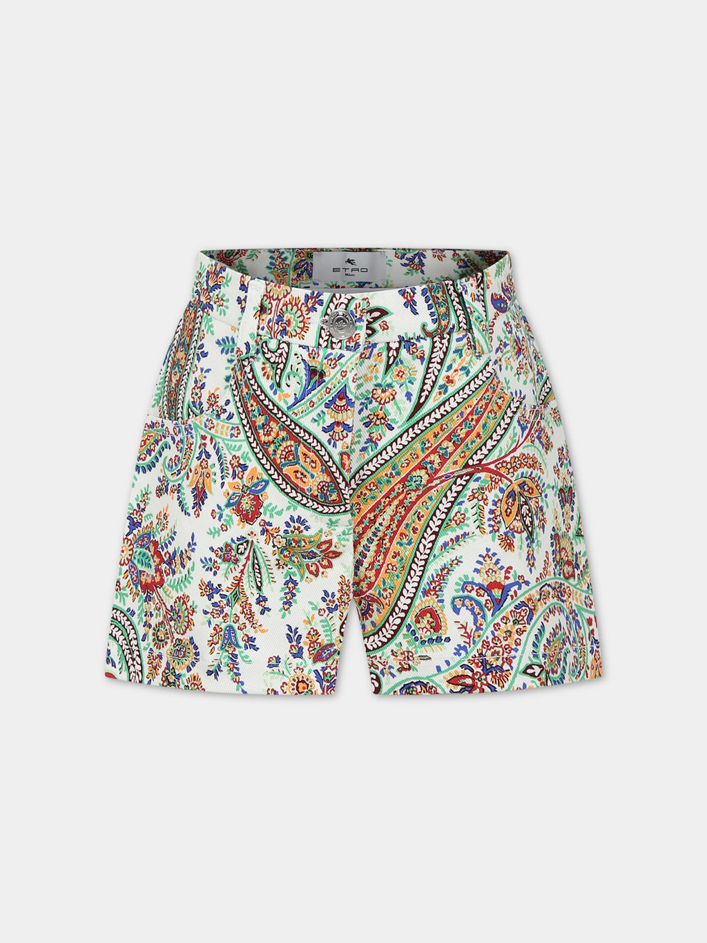 Ivory shorts for girl with paisley pattern