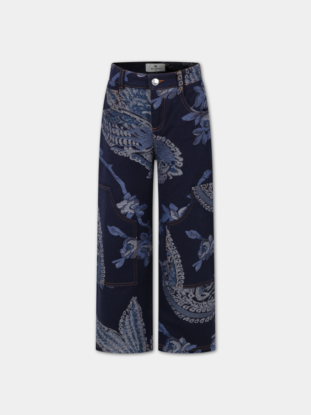 Denim jeans for kids with paisley pattern