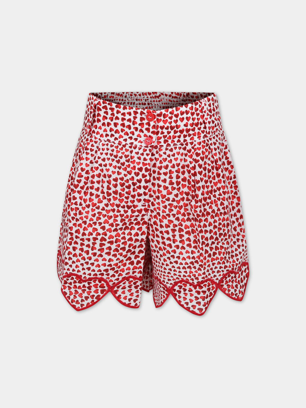 Shorts rossi per bambina con cuori