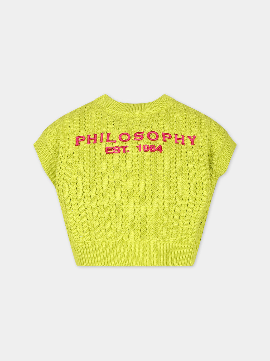 Yellow vest sweater for girl with logo