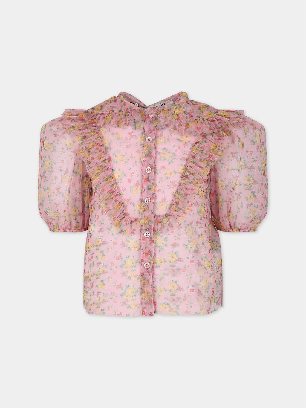 Chemise rose pour fille avec imprime floral