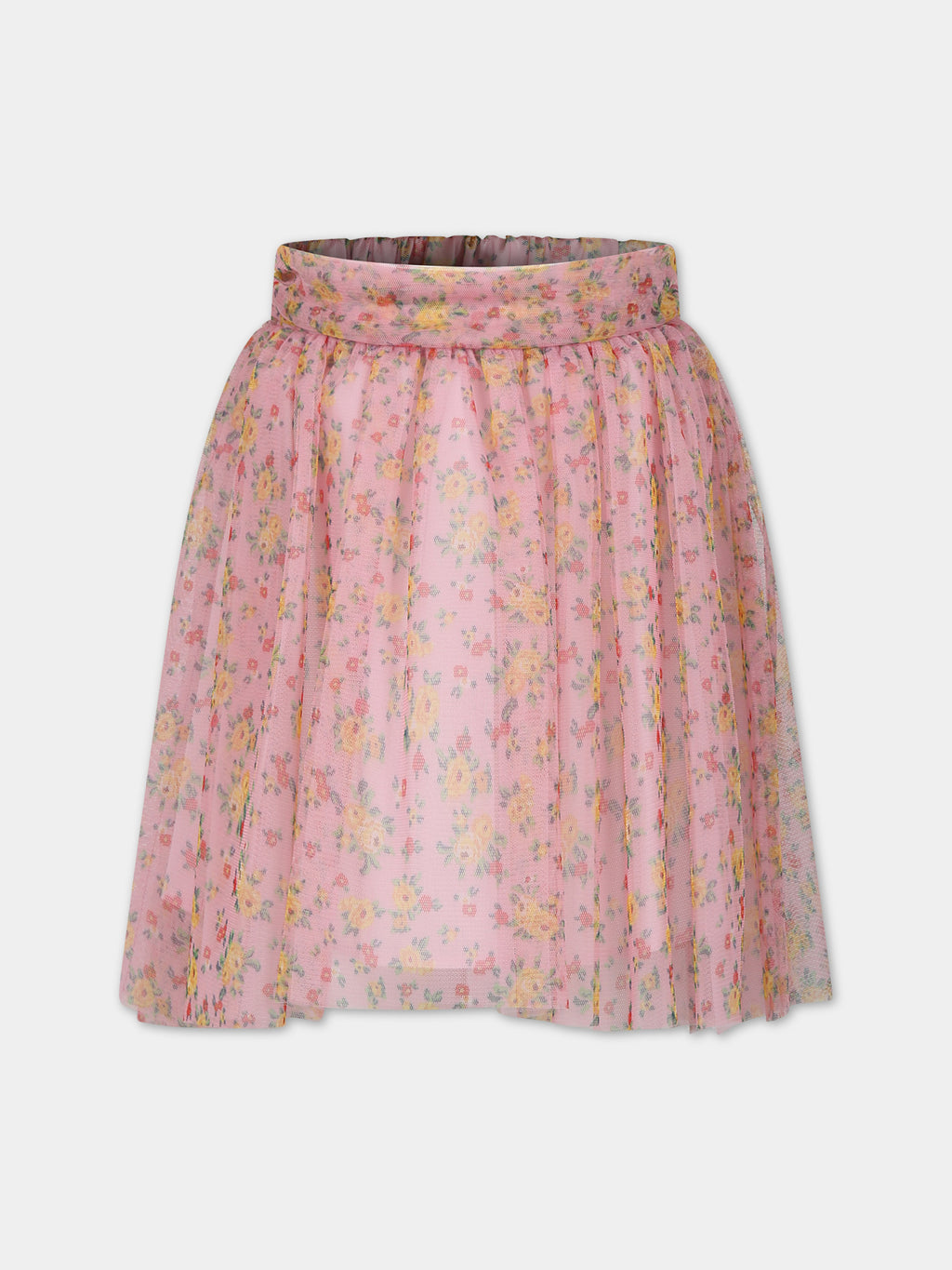 Pink skirt for girl with floral print