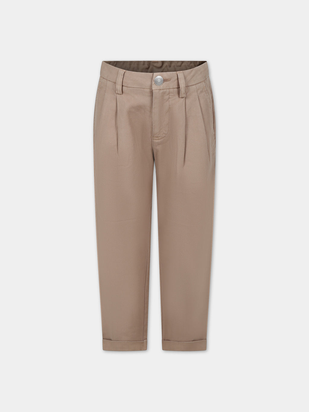 Beige trousers for boy with logo