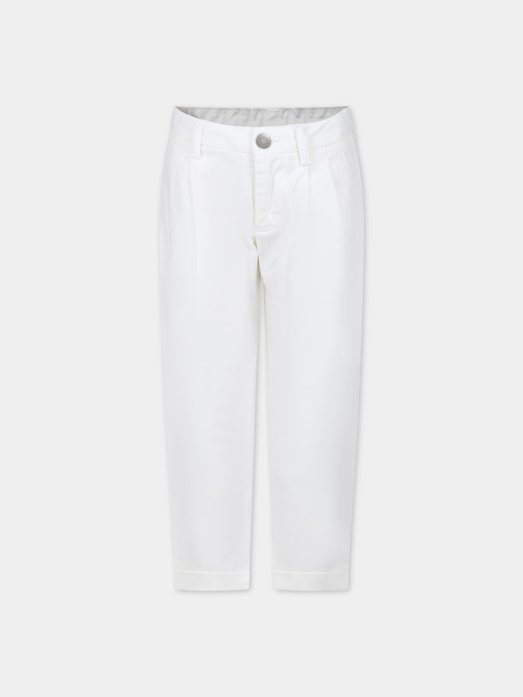 White trousers for boy with logo