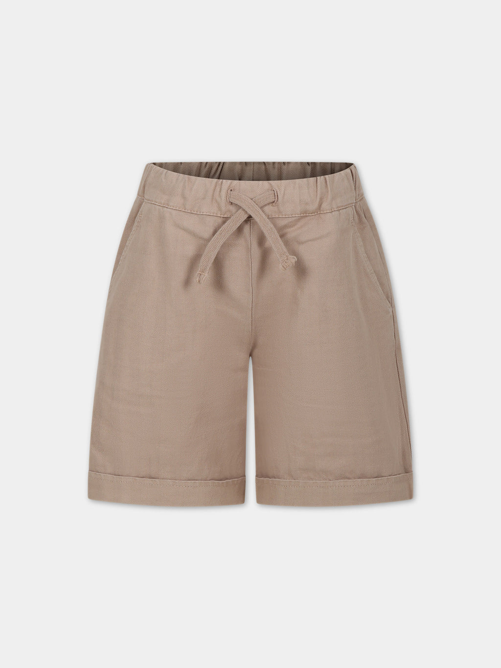 Shorts beige per bambino con logo