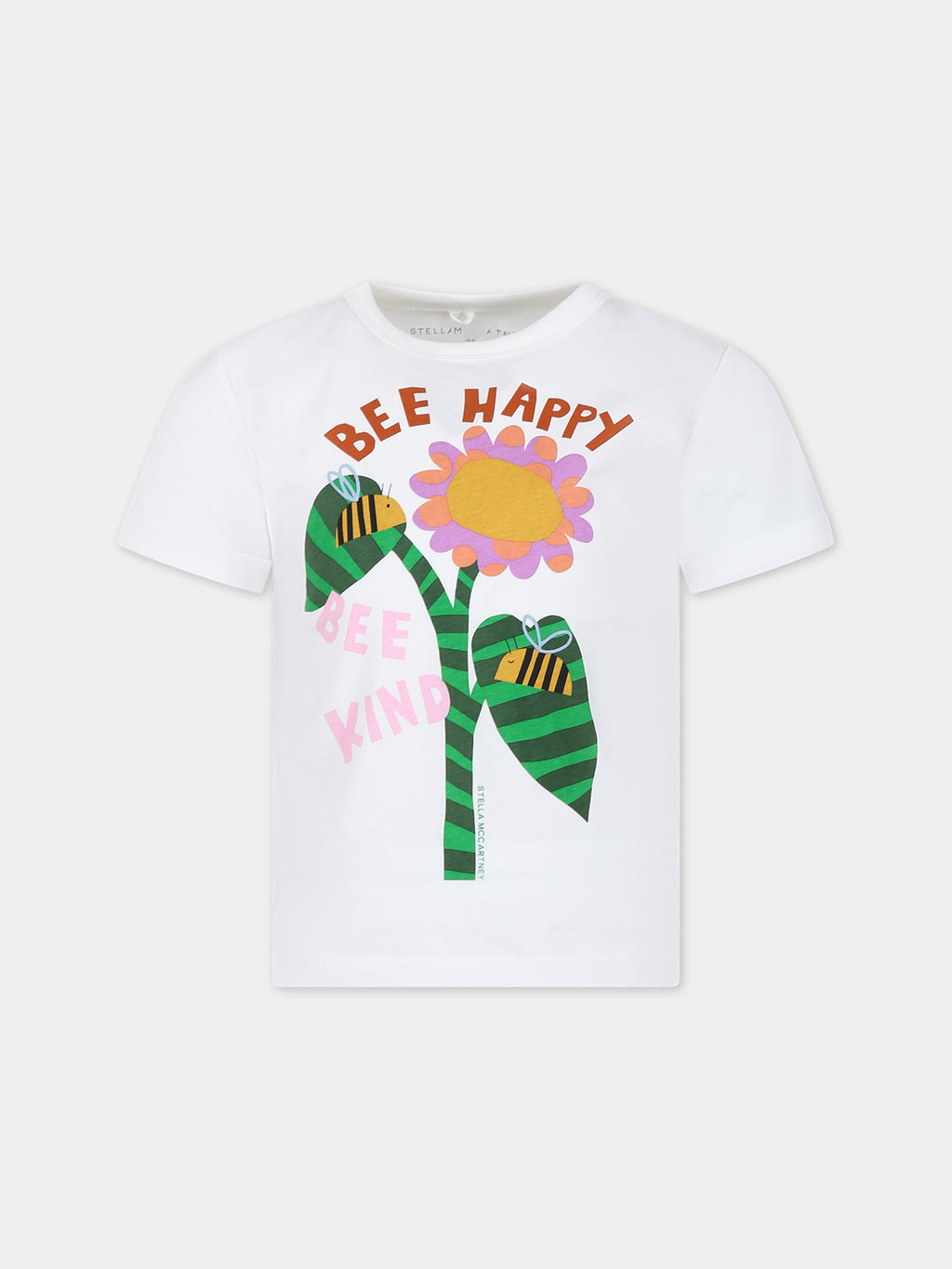 T-shirt bianca per bambina con stampa fiore