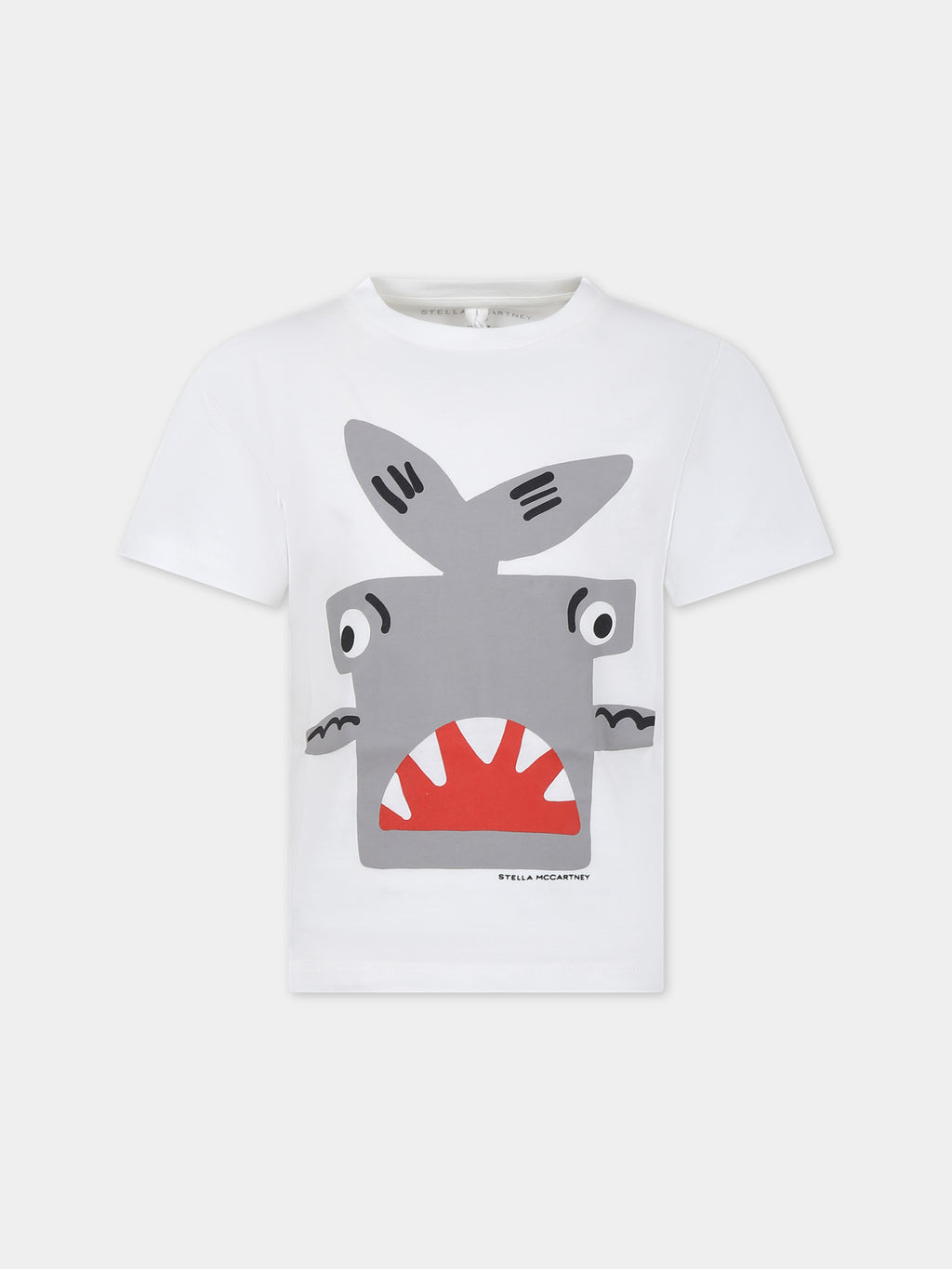 T-shirt bianca per bambino con squalo martello