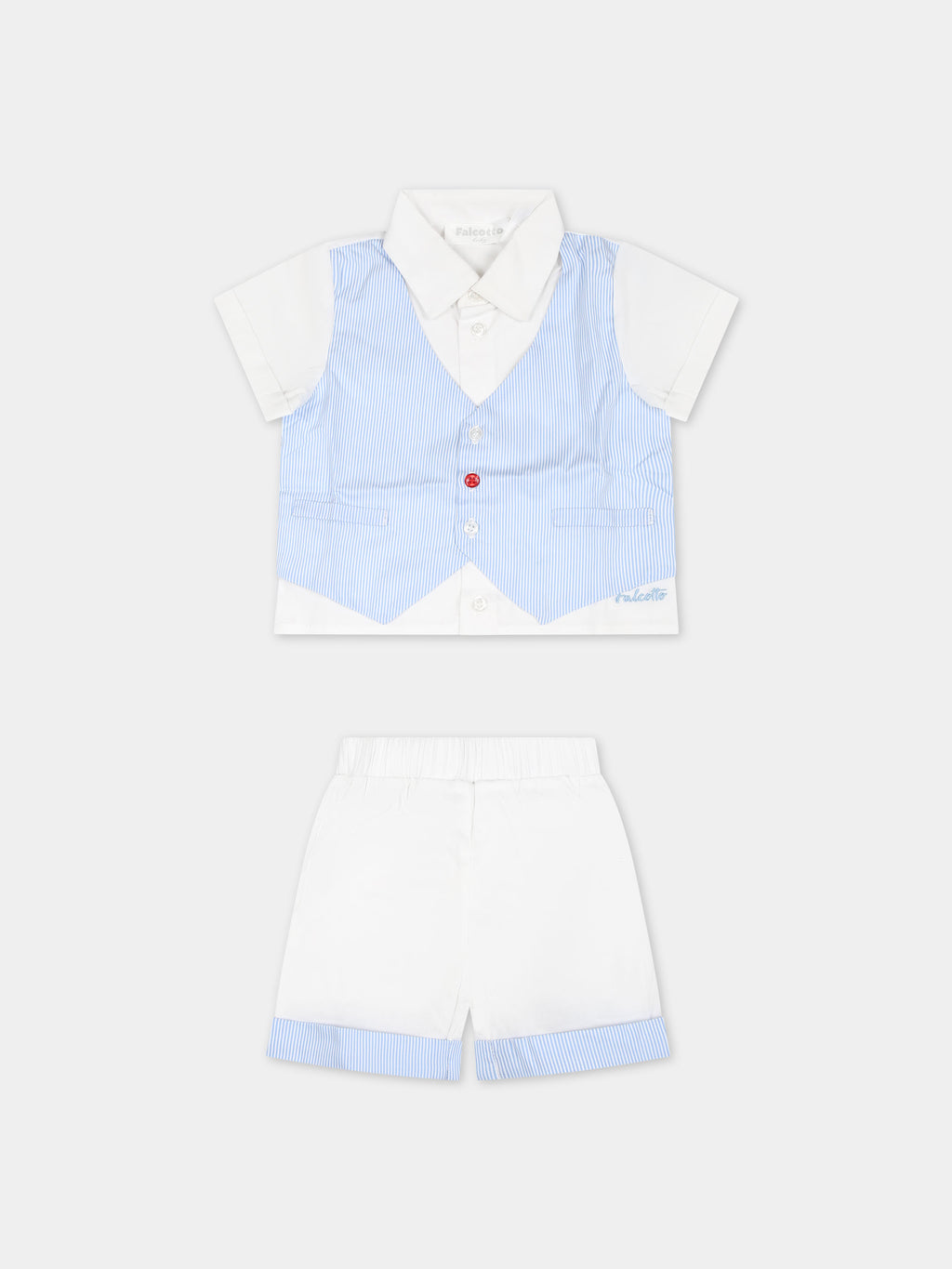 White suit for baby boy with logo