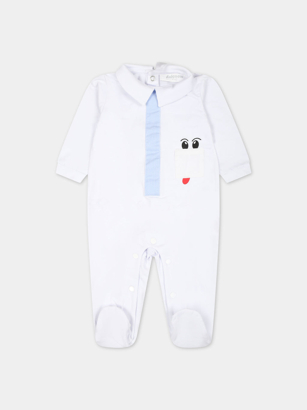 White babygrow for baby boy with embroidery