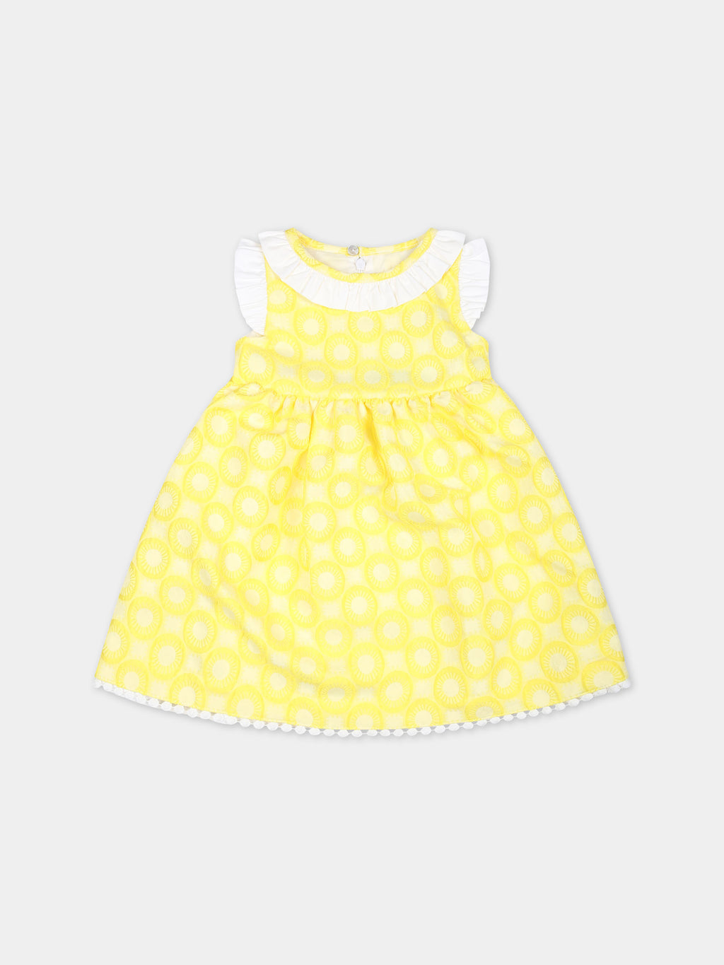 Yellow dress for baby girl with embroidery
