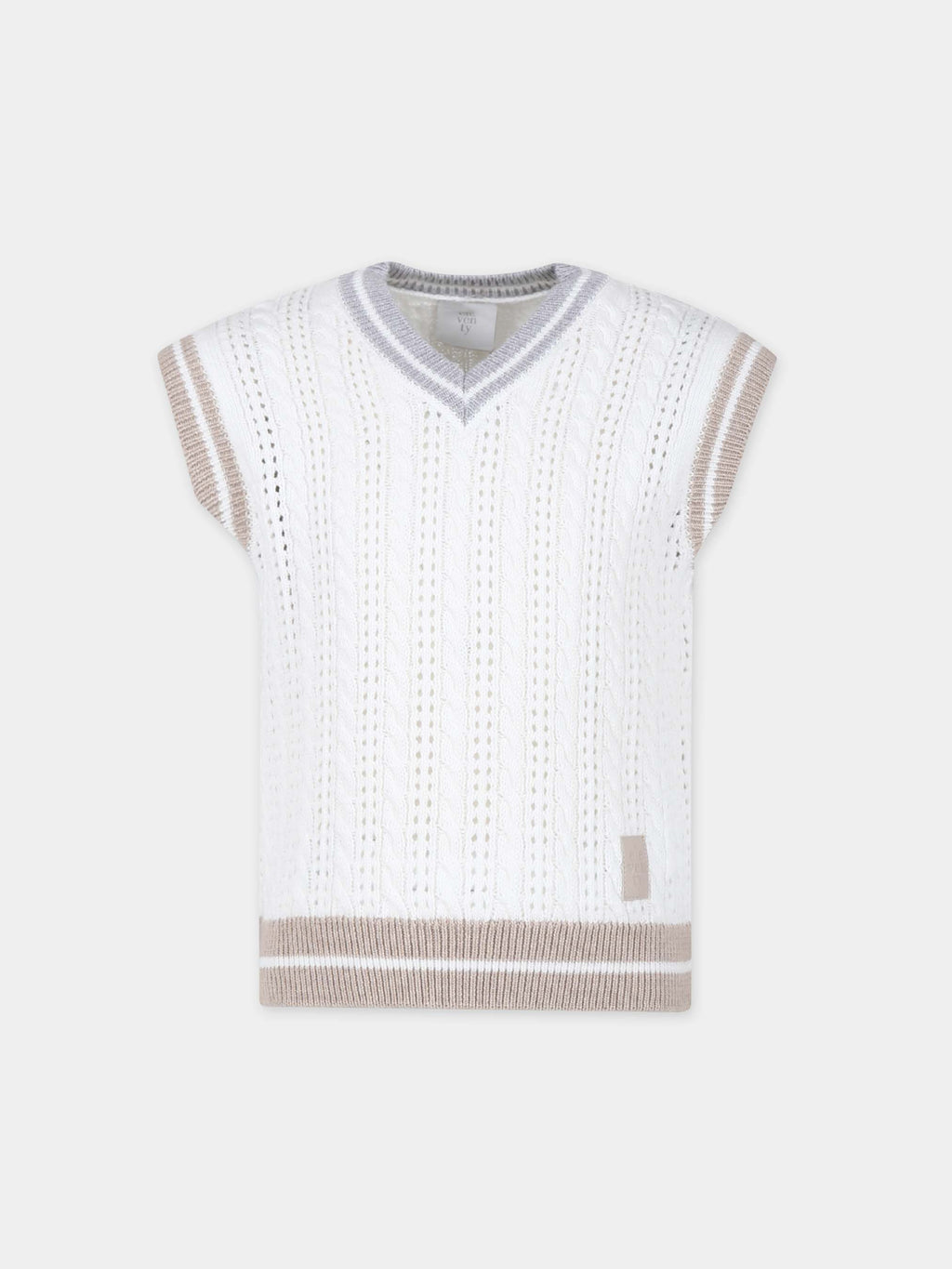 Ivory vest sweater for boy with logo