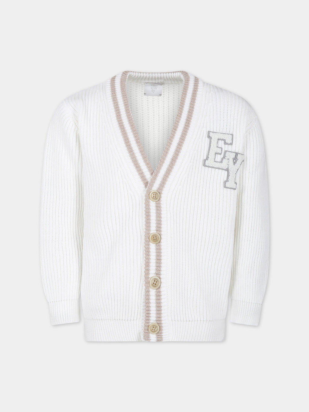 Ivory cardigan for boy with logo