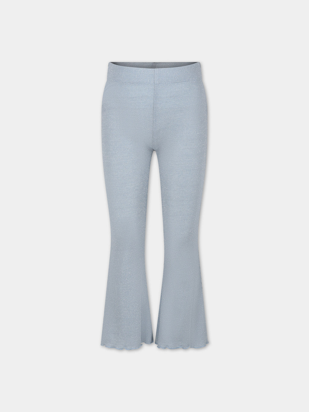Light blue trousers for girl with lurex