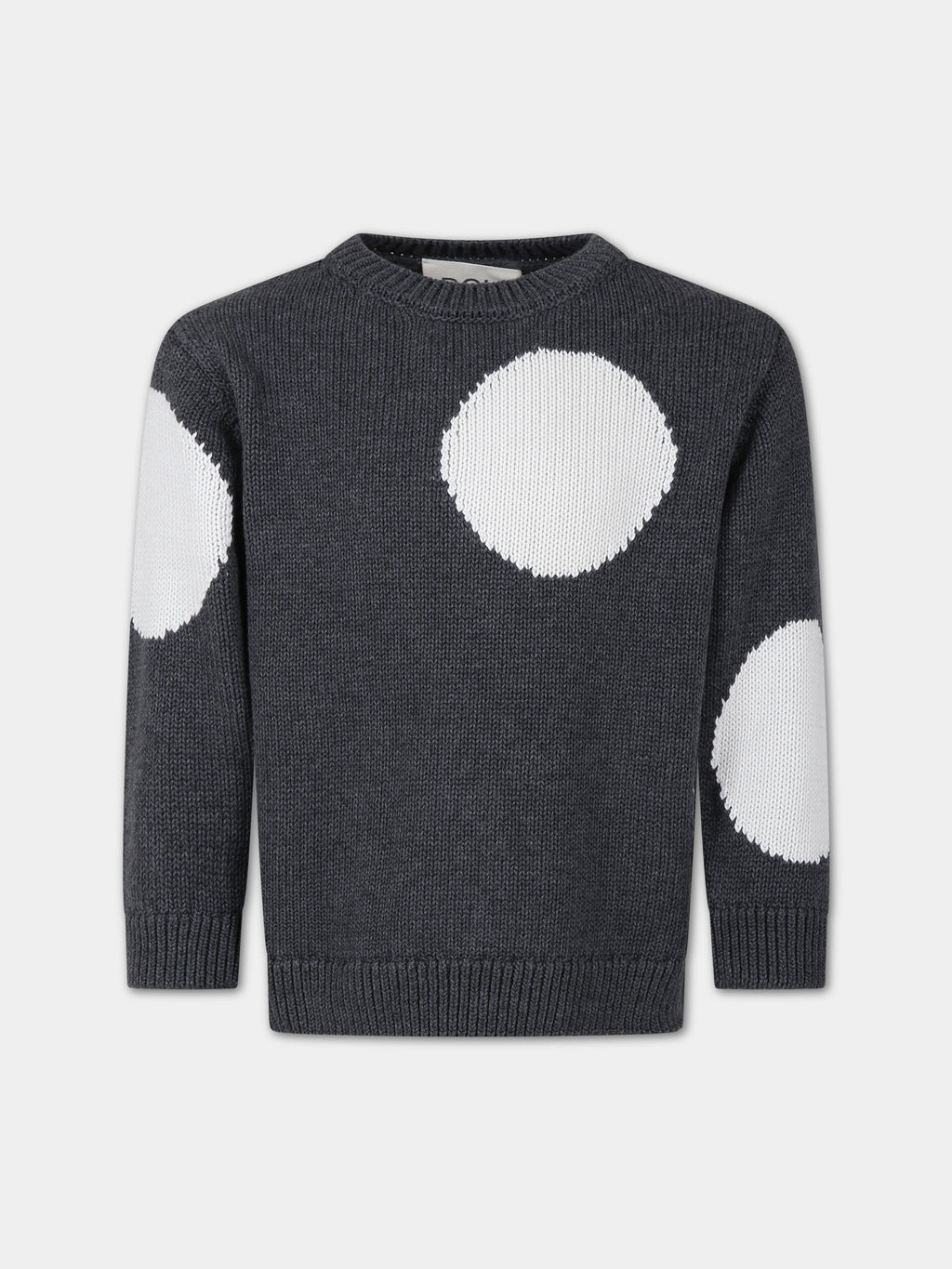 Gray sweater for girl with white polka dots
